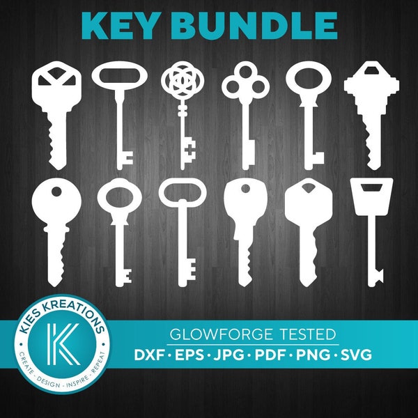 12 Pack Key SVG Bundle | Antique - Vintage Keys | Vector Design | Laser, Cricut, Silhouette, CNC, Sublimation | Creative DIY Projects