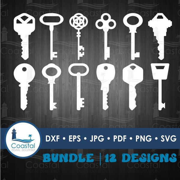 12 Pack Key SVG Bundle | Key Clipart | Antique Keys | Vintage Keys | Key Vector Design | CNC | Cricut | Laser | Silhouette | Sublimation