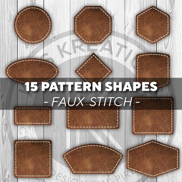 Leather Patch SVG | Faux Stitch (Dash) Collection | Leather Hat | Patch Hat | Laser Cut File | Creative DIY Projects | Digital Download
