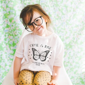 Kids White Tee Shirt Mockup for Spring or Summer: Photo of Model Wearing Kids Bella Canvas T-Shirt in White | Toddler Shirt Mockup in Studio