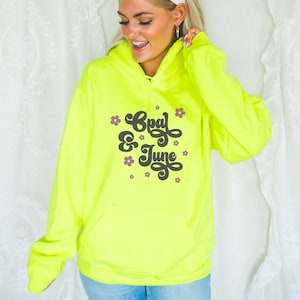 Safety Green Hoodie Mockup: Colorful Photo of Model Wearing Safety Green Gildan 18500 Hooded Sweatshirt, Cozy Minimalist Mock, Teacher Mock