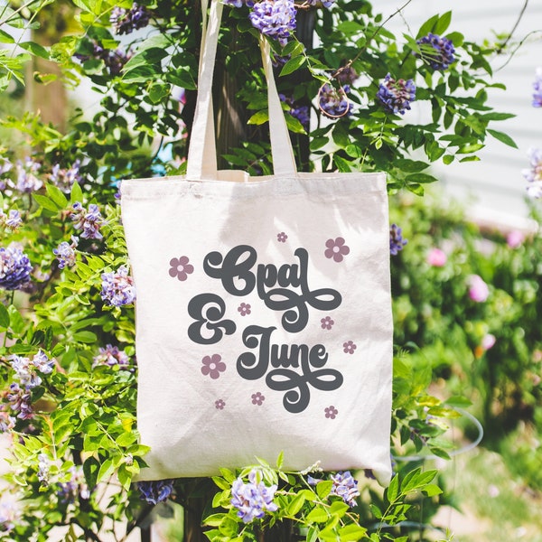 Tote Bag Mockup Taken Outdoors in Full Sun: Photo of Tote Bag Hanging on Wisteria Branch | Canvas Tote Mock for Print on Demand with Flowers