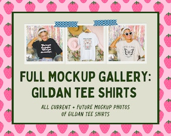 Mockup Bundle: Gildan Tee Shirts | All Past and Future Photos of Gildan Tee Shirts | Trendy and Colorful Aesthetic T-Shirt Mockups