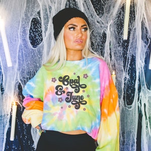 Eternity Sweatshirt Mockup for Halloween with Witchy Vibes: Colorful Photo of Model Wearing Eternity Colortone® 8100 Sweatshirt, Fall Mockup