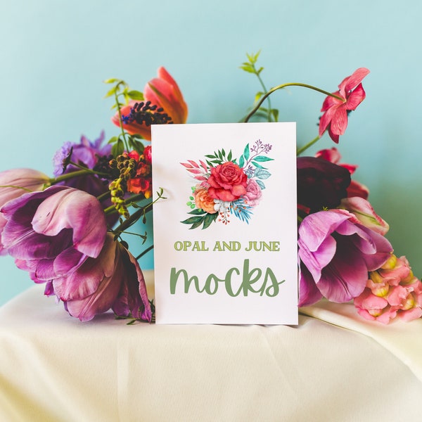 Maqueta de invitación de boda 5x7 con flores: maqueta de invitación colorida / maqueta de tarjeta elegante de 5x7 para invitación de boda, tarjetas de cumpleaños, linda tarjeta