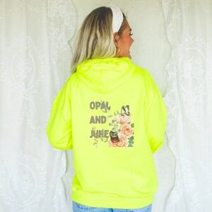 Safety Green Back of Hoodie Mockup: Photo of Model Wearing Safety Green Gildan 18500 Hooded Sweatshirt, Cozy Minimalist Mock, Teacher Mock