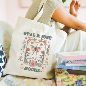 Tote Bag Mockup: Colorful Photo of Model Holding Tote, Cute and Cozy Lifestyle Mockup of Tote Bag, Boho Bookish Mock of Tote for Spring