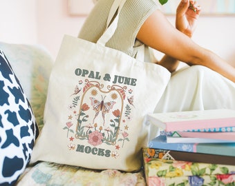 Tote Bag Mockup: Colorful Photo of Model Holding Tote, Cute and Cozy Lifestyle Mockup of Tote Bag, Boho Bookish Mock of Tote for Spring