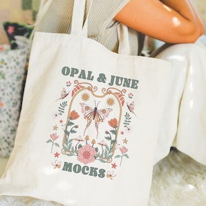 Tote Bag Mockup: Colorful Photo of Model Holding Tote, Cute and Cozy Lifestyle Aesthetic Mock of Tote, Boho Aesthetic Tote Mockup for Spring