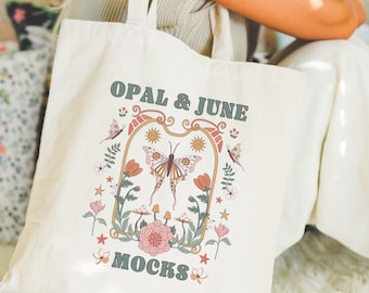 Tote Bag Mockup: Colorful Photo of Model Holding Tote, Cute and Cozy Lifestyle Aesthetic Mock of Tote, Boho Aesthetic Tote Mockup for Spring