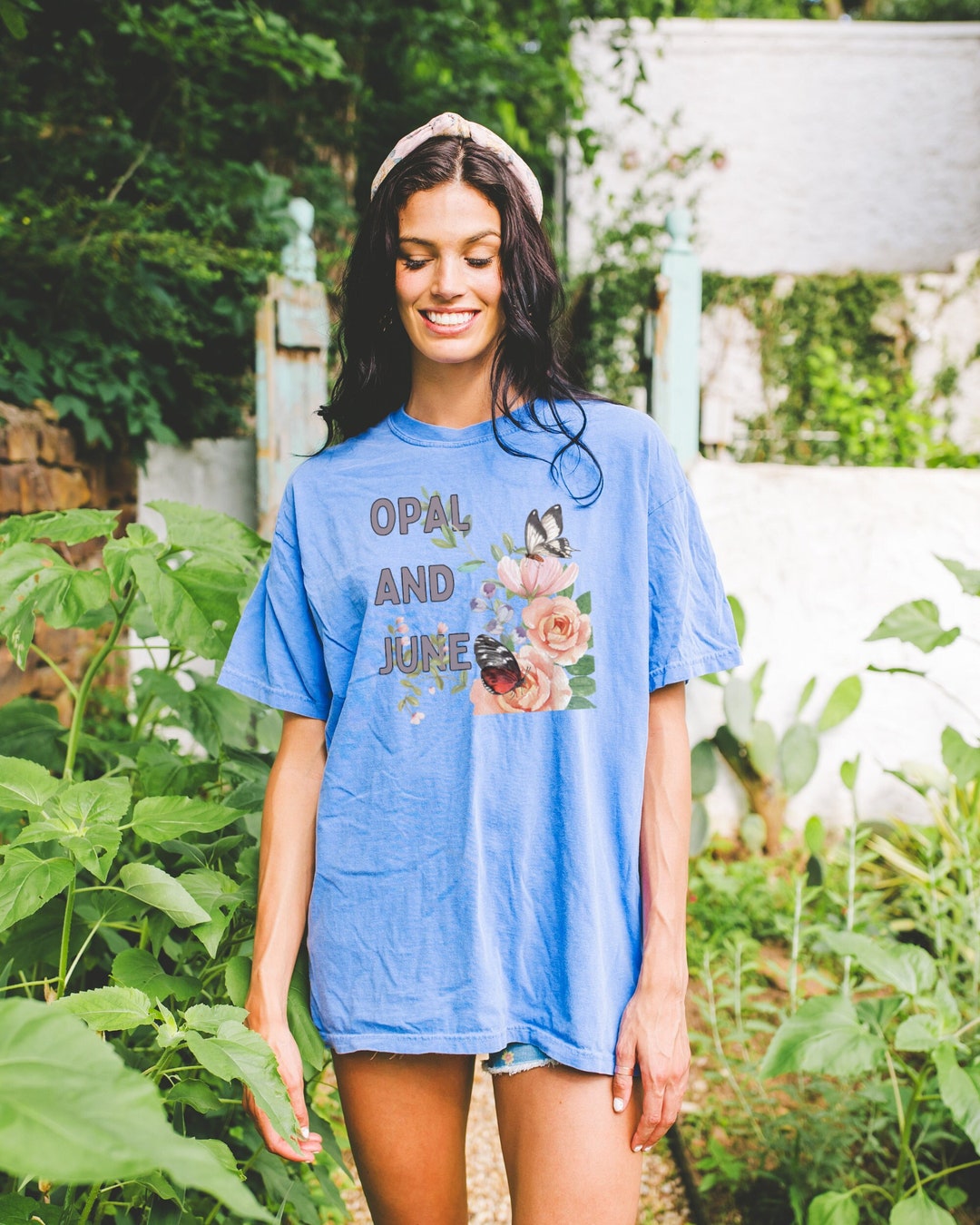 Periwinkle Shirt Mockup Colorful Photo of Model Wearing Periwinkle