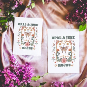 5x7 e 4x6 Mockup de cartão: Foto de dois cartões para mockup de convite de casamento | Cottagecore Floral Card Mockup com flores, Boho Lilac Mockup