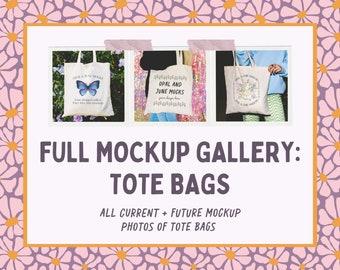Mockup Bundle: Tote Bags | All Current and Future Mockup Photos of Tote Bags | Trendy and Colorful Aesthetic Mockups, Bundle of Tote Mockups
