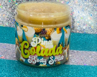 Pina Colada Body Scrub|Exfoliating, Best Selling Body Scrub, Raw Sugar Scrub, Pineapple Scented Body ScrubTreat your Skin To Luxury<3|