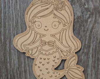Sagoma in legno di sirena / Bomboniera per festa di compleanno a tema sirena / Lavoretto creativo per feste
