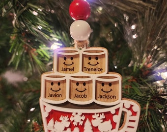 Hot Chocolate with Marshmallows Personalized Ornament (up to 12 names)
