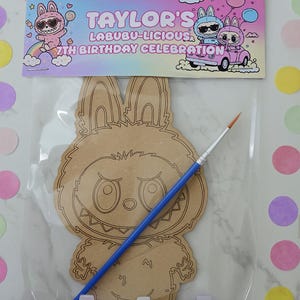 DIY Wooden Labubu Paint Kit | Labubu Birthday Party Paint Kit Favor | Party Favor Craft