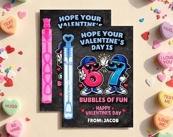 Personalized 6 7 Valentine's Bubble Favor | Six Seven 67 | Valentine's Day Party Favor | Classroom Valentines | Vday Exchange