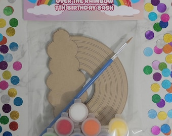DIY Wooden Rainbow Paint Kit | Rainbow Birthday Party Paint Kit Favor | Party Favor Craft