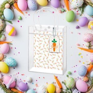 Easter Carrot Favor Bags - Clear - Goodie Bag - Custom Bags - Favors