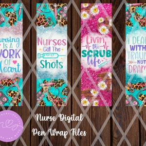 Nurse Wrap Set PNG, Epoxy Pen Wrap, Sublimation Pen wrap, Digital Download, PNG, Waterslide, Instant Download
