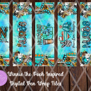 Krankenschwester Wrap Set PNG, Epoxy Pen Wrap, Sublimation Pen wrap, digitaler Download, PNG, Waterslide, Instant Download