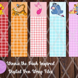 Winnie the Pooh Inspired Pen Wrap Set PNG, Epoxy Pen Wrap, Sublimation Pen wrap, Digital Download, PNG