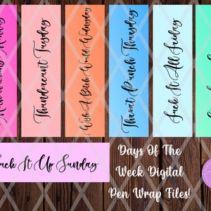 Adult Themed Days of the Week Pen Wrap Set PNG, Epoxy Pen Wrap, Sublimation Pen wrap, Instant download, Digital Download, PNG