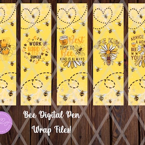 Honeybee Pen Wraps PNG, Epoxy Pen Wrap, Waterslide Pen Wrap, Sublimation Pen wrap, Digital Download, PNG