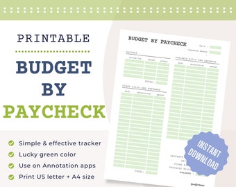 Gehaltsabrechnung Budget Printable, Finanching Tracker (Digitaler Download)