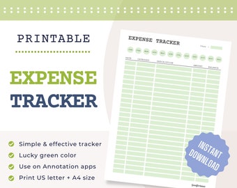Druckbarer Ausgaben Tracker, Persönliche Finanzen, Ausgaben Tabelle (PDF)