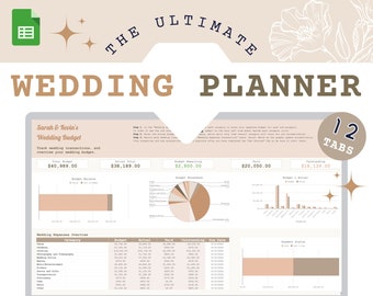 Wedding Planner Spreadsheet | Budget | Todo list | Guest list | Seating plan | Googlesheets wedding planning template | Digital download