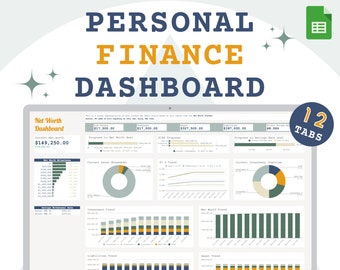 Persönliches Finanz-Dashboard Mehrjähriges Finanz-Dashboard Reichtum-Vorlage Nettowert-Tracking-Budgetverfolgung persönliche Finanzen googlesheet