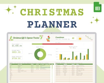 Gift Spreadsheet Expense Tracker & Budget Template Christmas digital planner Googlesheets Xmas gift list planning