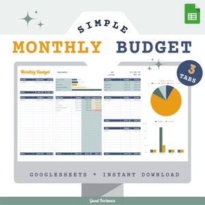 Easy Budget Spreadsheet monthly budget template Google Sheets, Finance Spreadsheet, Expense tracker Calendar Personal Financial dashboard