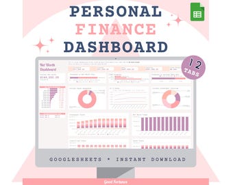 PersonalFinance Dashboard, Reichtum Tracker (Digitaler Download von Google Sheets)