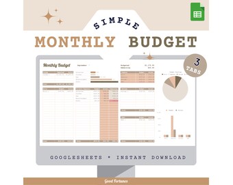 Modello di budget mensile, dashboard finanziaria, Fogli Google (download digitale)