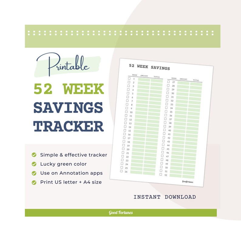 52 Week Savings Challenge Printable: Financial Tracker (A4/US Letter ...