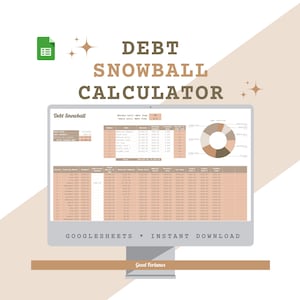 Debt Snowball Calculator, Google Sheets Debt Tracker (Digital)