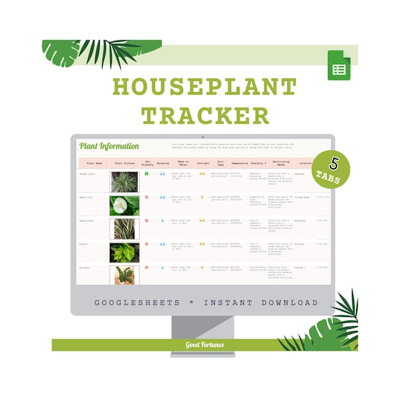 Plant Spreadsheet House Plant Tracker plant care Googlesheets Plant tracker digital Planting Journal Digital Plant Watering Schedule