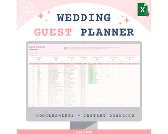Excel Hochzeits-Gästeliste Planer, Sitzplan (Digitaler Download)
