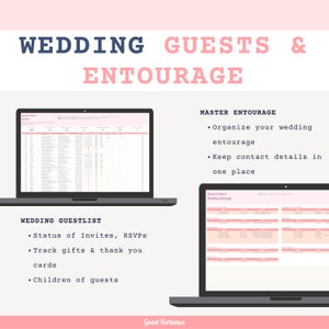 Ultimate wedding planner spreadsheet. Google sheet template. Wedding budget, guest list, seating plan, schedule, music playlist, bridal parties, todo, venue, vendor, and calendar. Image 8