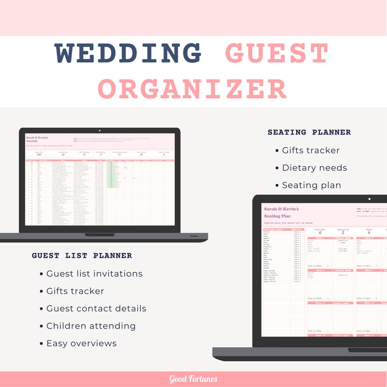 Excel Wedding Planner Spreadsheet: Budget, Guest List, Seating (Digital Download) image 5