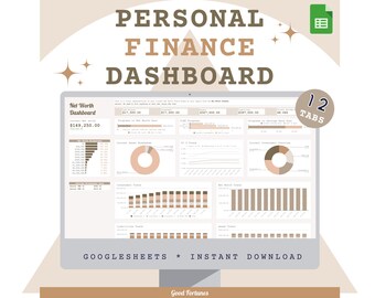 Persönliche Steuern Dashboard-Vorlage, Mehrjahresbudget (Digitaler Download von Googlesheets)