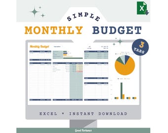Einfaches Monatsbudget Excel Vorlage mit Dashboard (Digitaler Download)