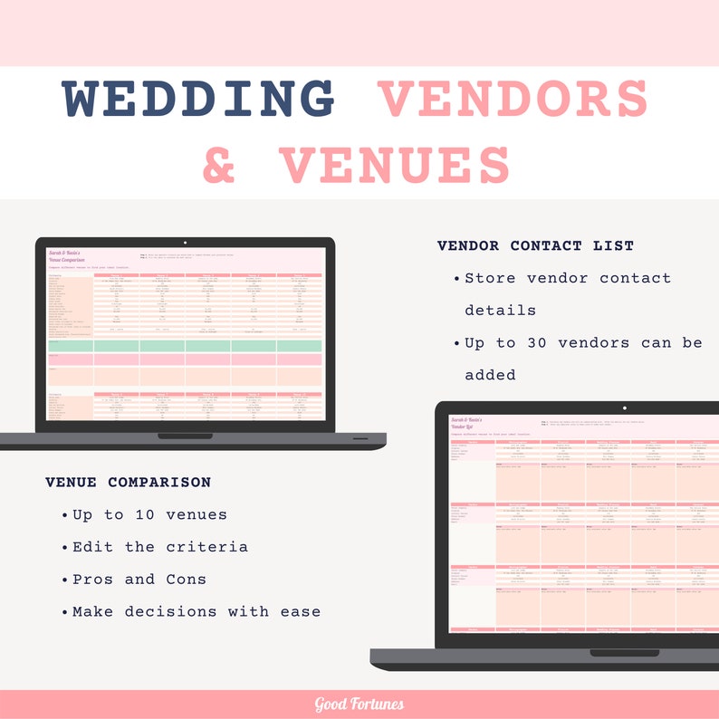Ultimate wedding planner spreadsheet. Google sheet template. Wedding budget, guest list, seating plan, schedule, music playlist, bridal parties, todo, venue, vendor, and calendar. Image 6