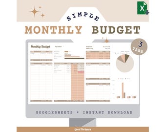 Excel Template für monatliches Budget, Haushaltsplaner (Digitaler Download)