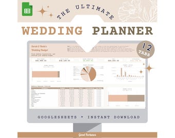 Wedding Planner Spreadsheet | Budget, Guest List, Seating (Digital Download)