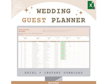Excel Hochzeits-Gästeliste Planer, Sitzplan (Digitaler Download)