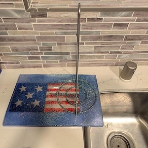 Blue Glitter Paper Towel Holder with Decorative Multipurpose Tray